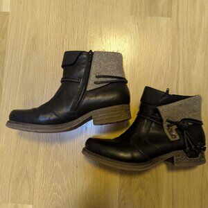 Boots, Ankle, Women, Rieker, Size 8 (40) Comfy, Black, Rubber Heel